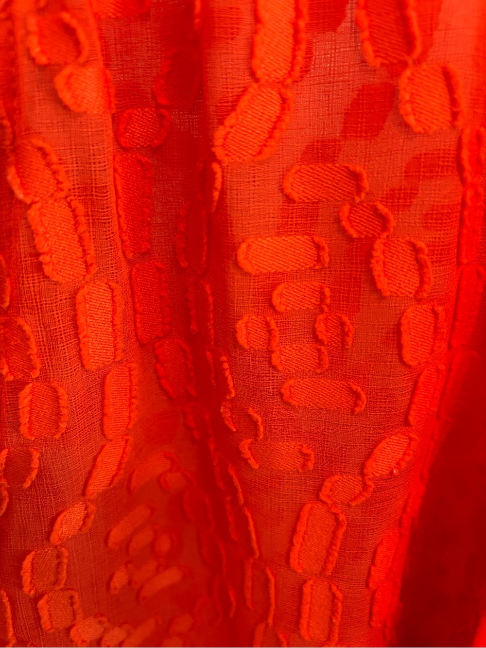 Ruby Rd. Vibrant Orange Sheer Textured Button-Front Blouse - Picture 4 of 4